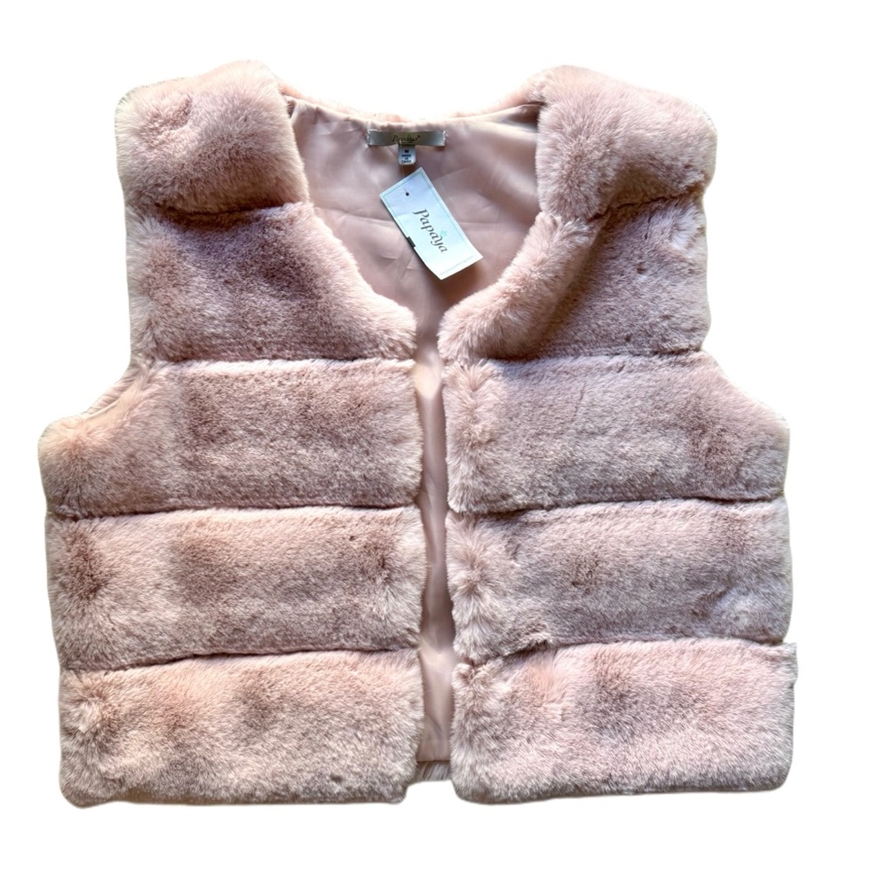 Light pink faux fur fluffy vest size medium, costume, festival NWT